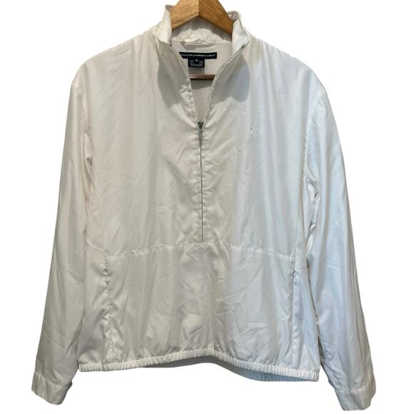 RALPH LAUREN GOLF Men's Windbreaker Jacket All White Medium 1/4 Zip Pocket - Picture 2 of 8
